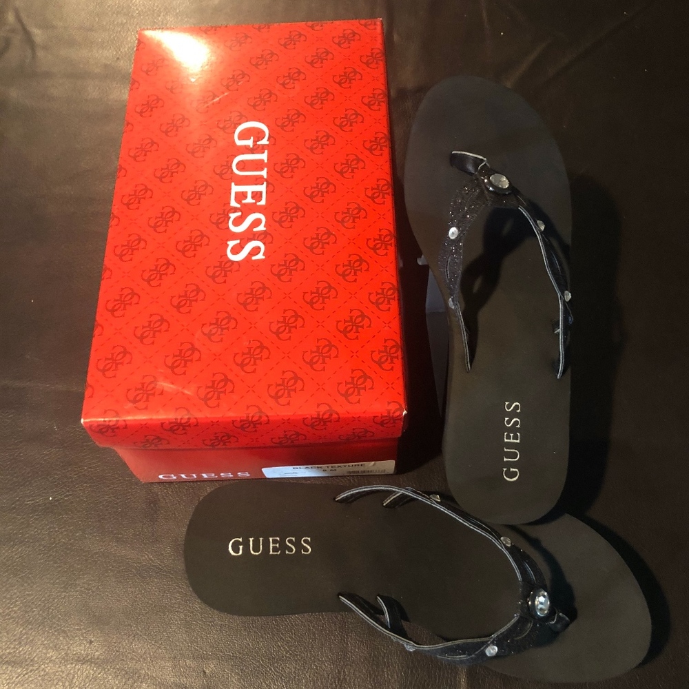 Guess platform flip flops